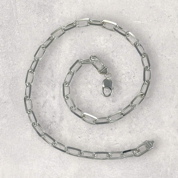 925 ITALY Sterling Silver Knife Cut 8.3mm Anchor Chain Men's Necklace - Picture 4 of 4